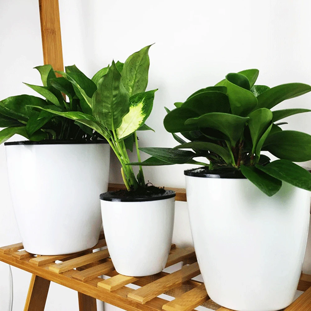 

Lazy Flower Pot Outer And Inner Pot Plastic Series Garden Hydroponic Potted PlasticSelf Watering Flowerpot With Cotton Rope