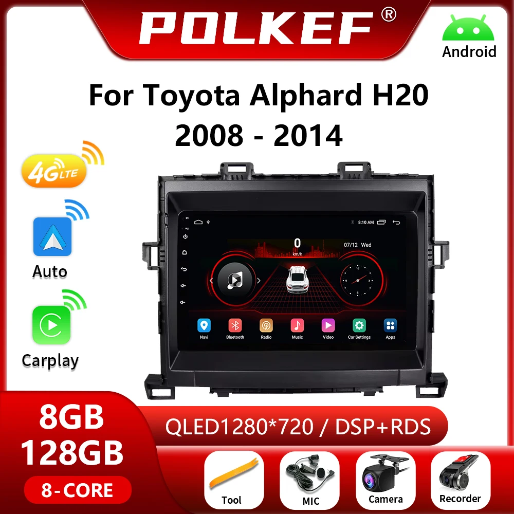 Android 13 авто для Toyota Alphard H20 2008-2014 автомобильное радио Carplay 4G WIFI GPS DSP BT навигация