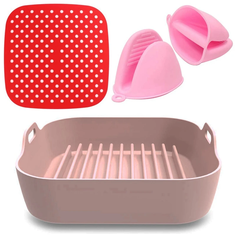 

AD-Air Fryer Accessories Set,Air Fryer Silicone Pot,Reusable Silicone Air Fryer Basket Mat,Cooking Tool Air Fryer Accessory
