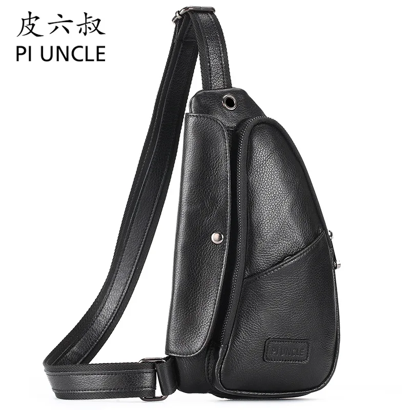 

PI UNCLE New Brand Genuine Leather Men's Chest Bag Casual Retro Cowhide Crossbody Bag Outdoor Sports Bag Business Travel Bag