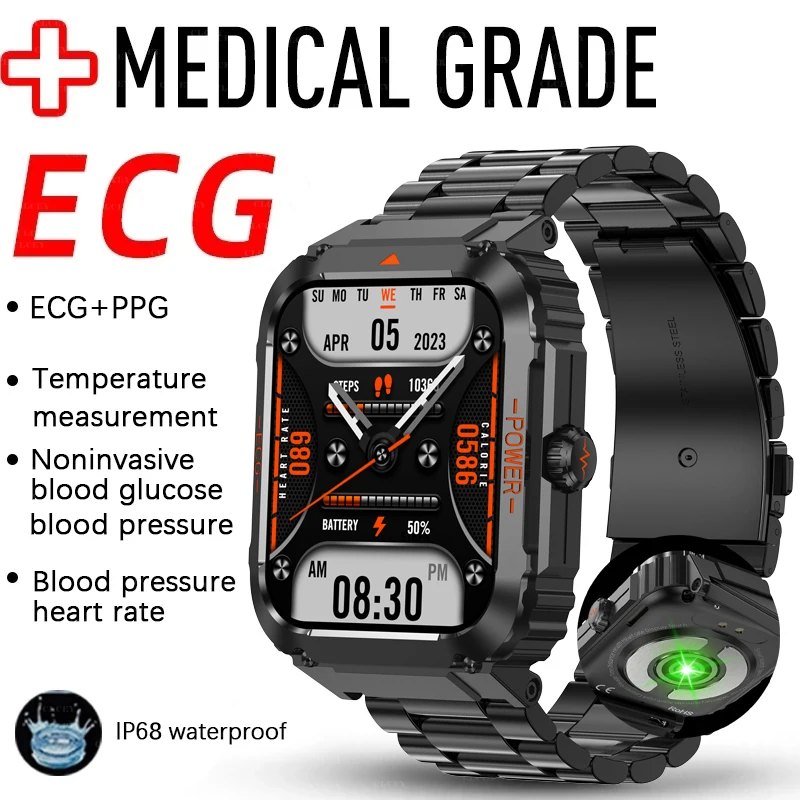 

2023 New Health Smart Watch Men's ECG + Non-invasive Glucose Measurement HRV Function IP68 Waterproof Sports Ladies Smart Watch