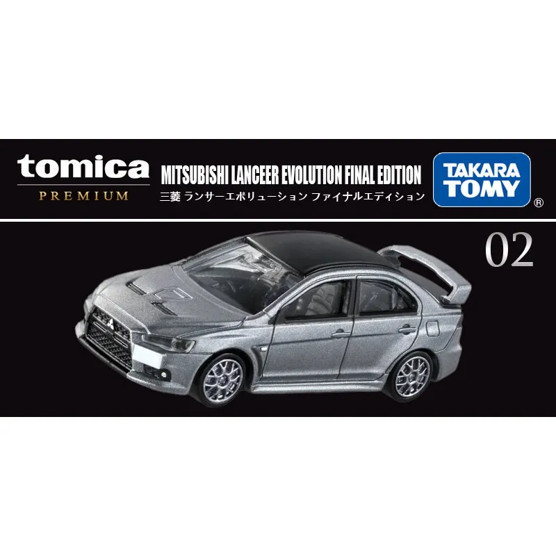 Фото Оригинальная модель TAKARA TOMY Tomica Premium No.02 Mitsubishi Lancer Evolution Final Edition 1/61, литая под давлением, из сплава, с функциональными элементами №1