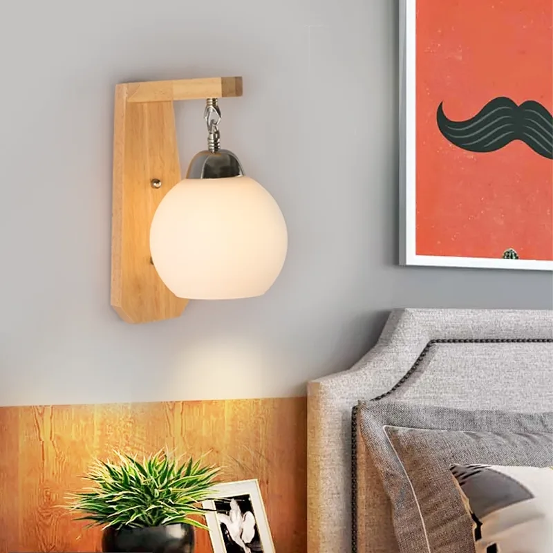 

Led Wood Art Wall Lamp Nordic Living Room Corridor Aisle Stair Light Bedroom Bedside Wall Light Home Indoor Lighting Wandlampe