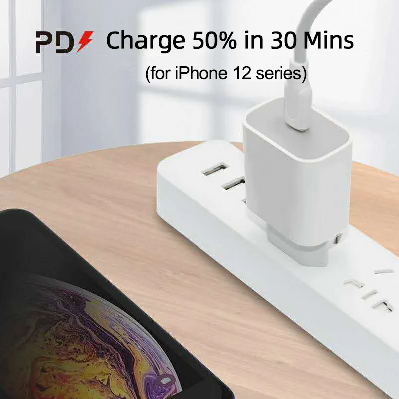 Быстрое зарядное устройство PD20W с одной двойной USB-портой Тип C для быстрой