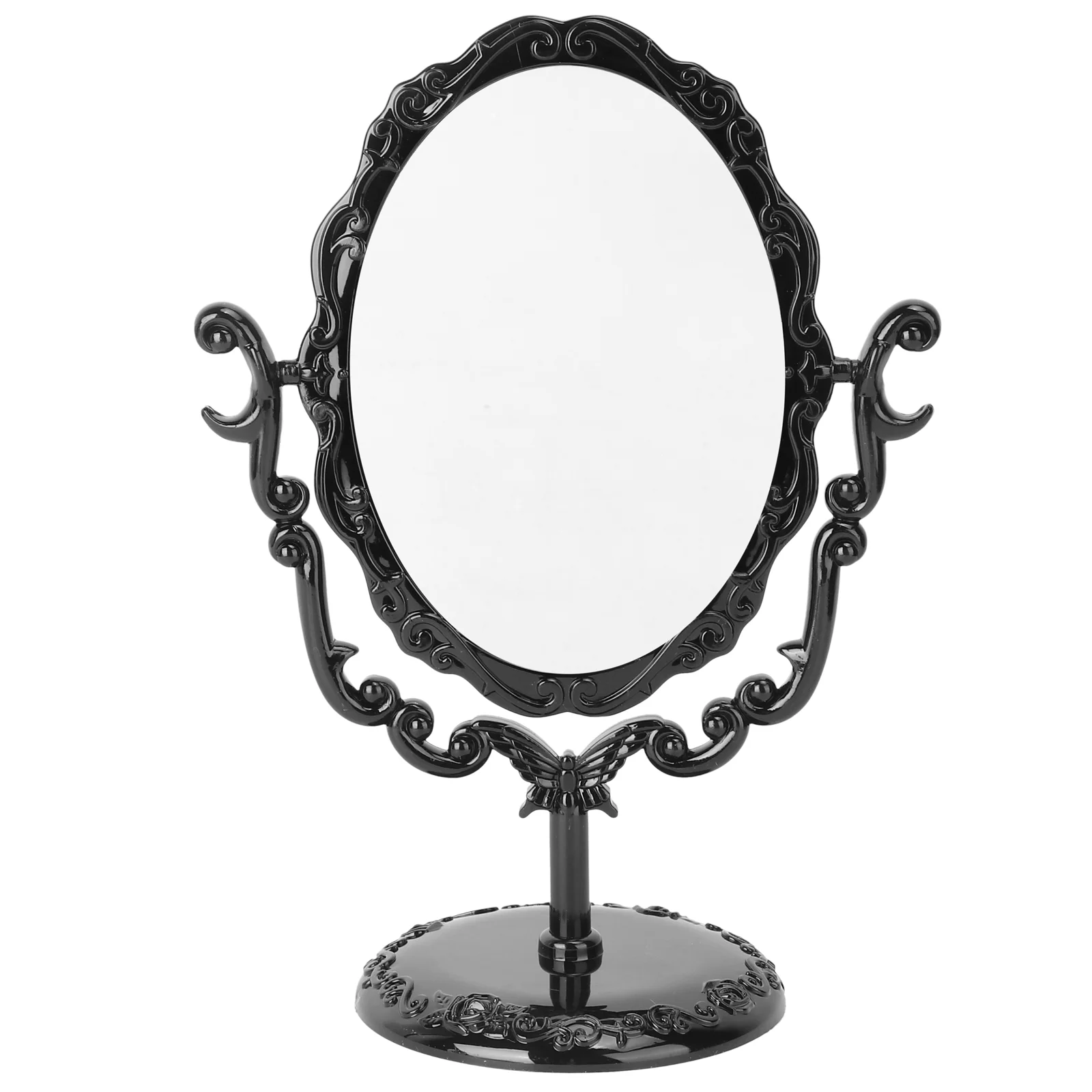 

1 Pc Vintage Makeup Mirror Tabletop One Side Rotatable Mirror Oval Cosmtic Mirror Decorative Makeup Mirror with Stand for