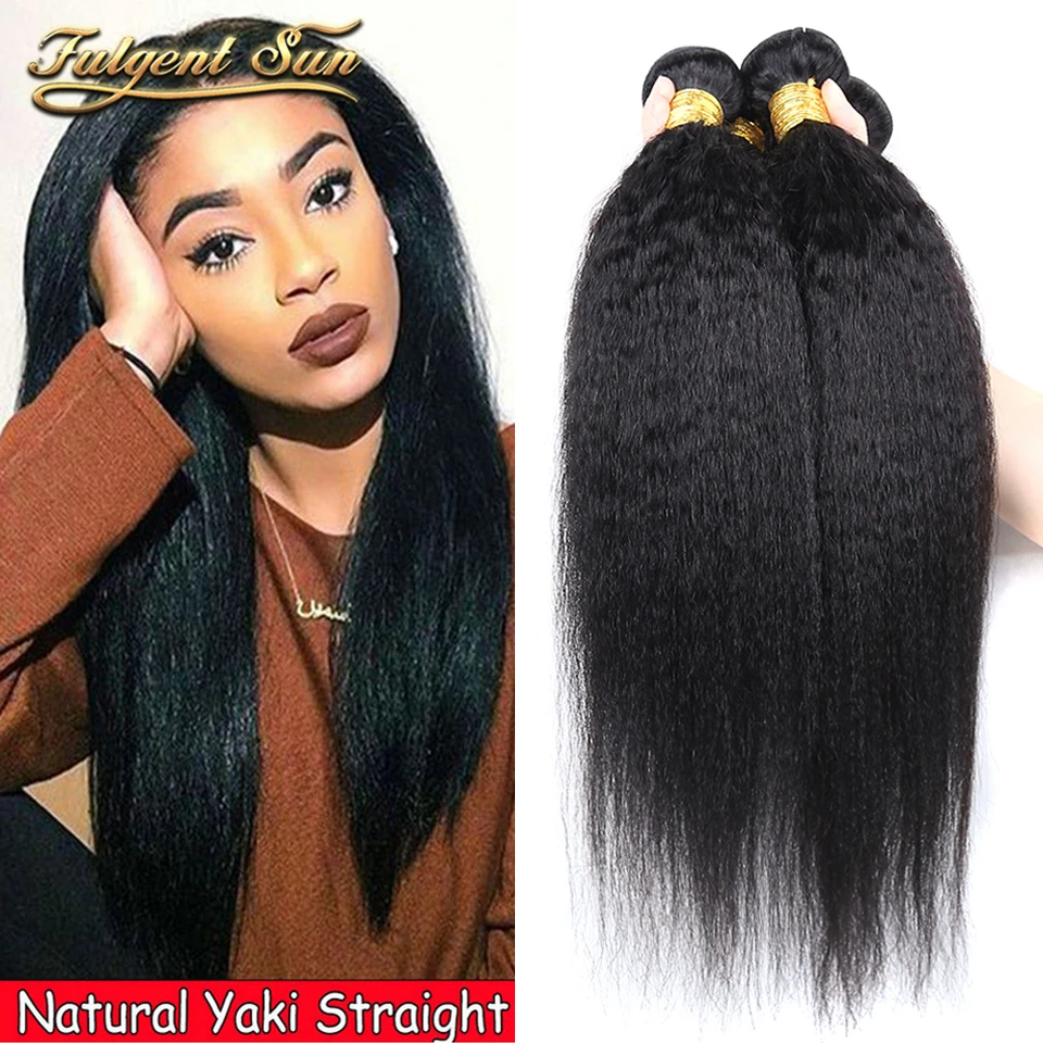 

Kinky Straight Bundles For Women 1/3/4 Bundles Deal 8a Grade Remy Human Hair Peruvian Weaving Fast Shipping Yaki Straight Hair