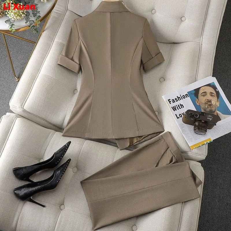New Elegant Women Formal Suits For 2023 Summer High Quality Fashion Slim Casual Blazer And Pants Office Ladies Work Wear