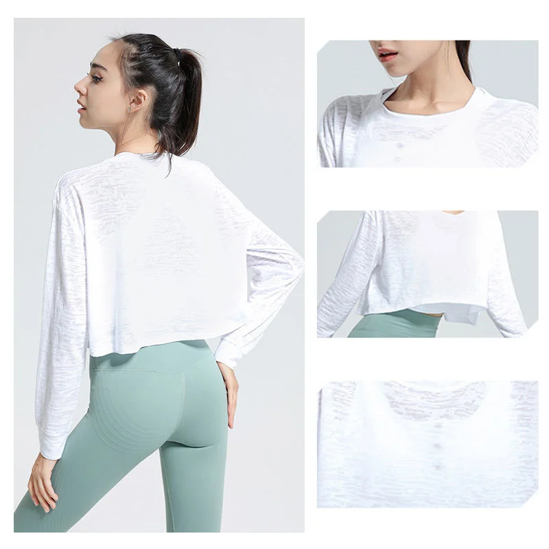 Long-sleeved Loose T-shirts Running Yoga Clothes Sports Tops Women Autumn Oversize Fitness Clothes Quick-drying Clothes Blouses