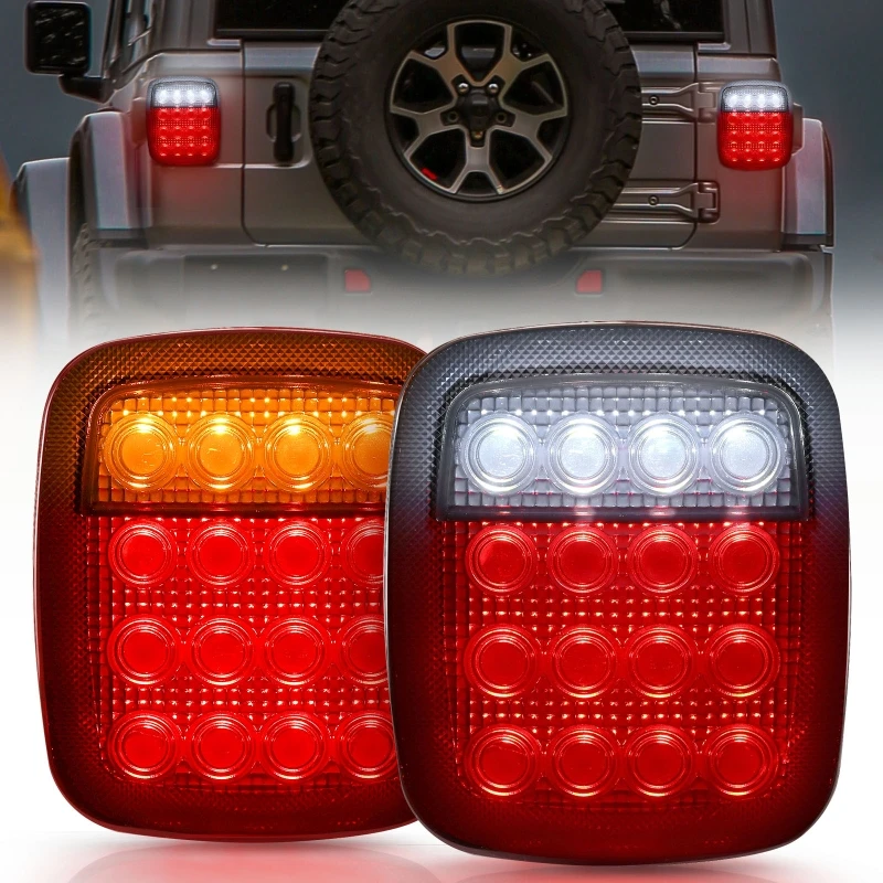 16LEDs Tail Light Brake Reverse Turn Signal Light for Jeep Wrangler CJ TJ YJ (with/without Turn Signal Function)