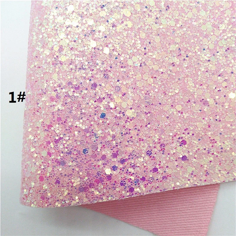 Лист из искусственной кожи с розовыми блестками 21 х29 см Y185