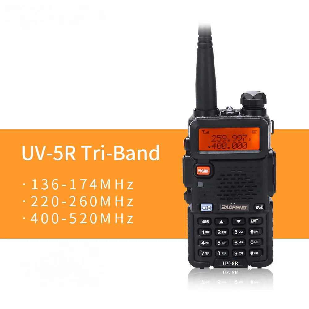 Baofeng UV-5R UV-5RX3 BF-R3 Tri-Band handheld Walkie Talkie 136-174MHz 220-260MHz 400-520MHz 3Band UV 1.25M Transceiver Radio
