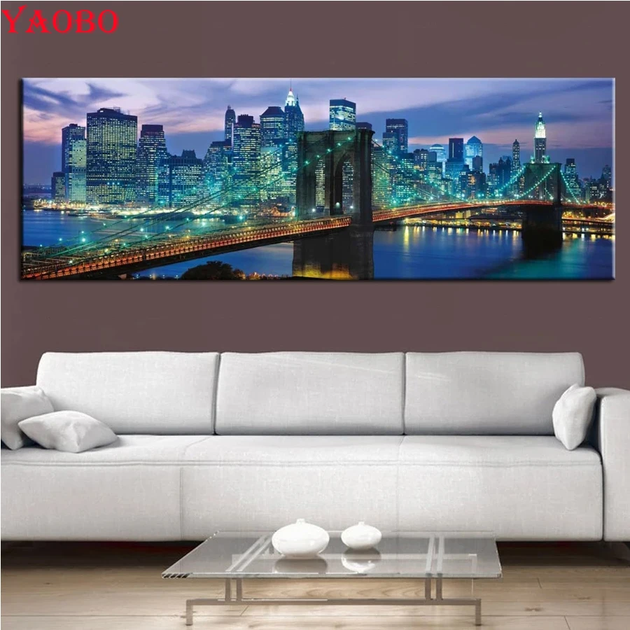 

New York Night landscape full circle square diamond painting Mosaic cross stitch Mosaic diamond embroidery home decoration gift
