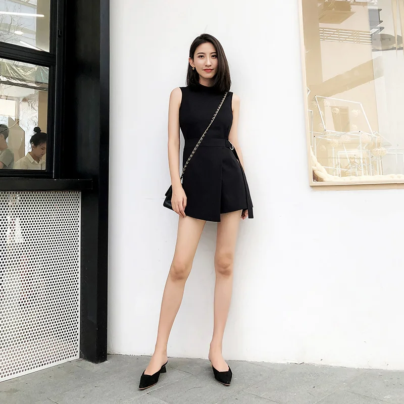 

jumpsuit black one Women piece shorts for lady 2023 summer new sleeveless high waisted irregular jumpsuits fashion clothes