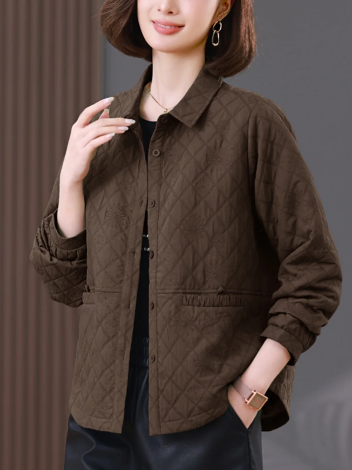 Верхняя одежда с ромбами для отдыха женская весна 2024 новая мода в стиле вестерн