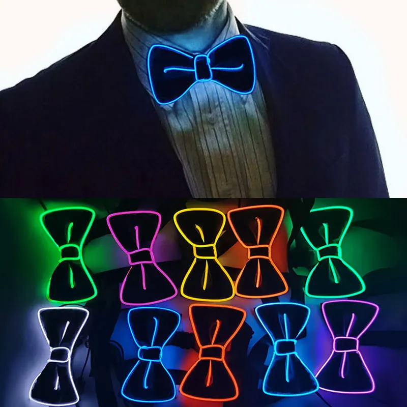 Led Light Up Bow Tie Neon Necktie Masquerade Party Luminous Bow Tie Glow In The Dark Birthday Wedding Cosplay Costume Supplies
