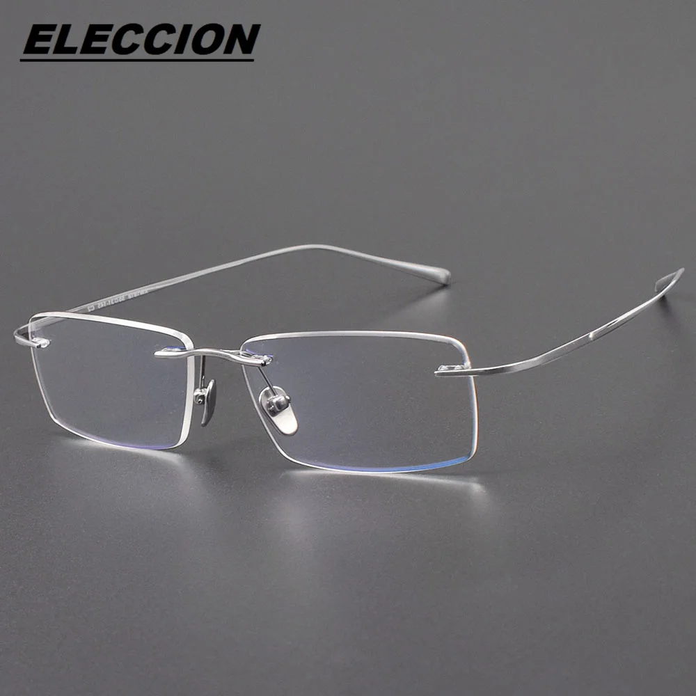 Очки без оправы для мужчин и женщин прямоугольные оптические из чистого титана