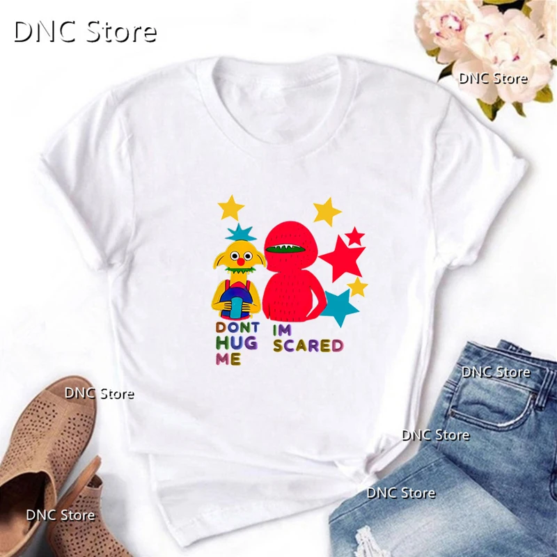 Купи Don Hug Me Im T-Shirt Women Fashion Cartoon Print Femme Tshirts Harajuku Kawaii Shirt Summer Women White Tshirt Street clothes за 194 рублей в магазине AliExpress