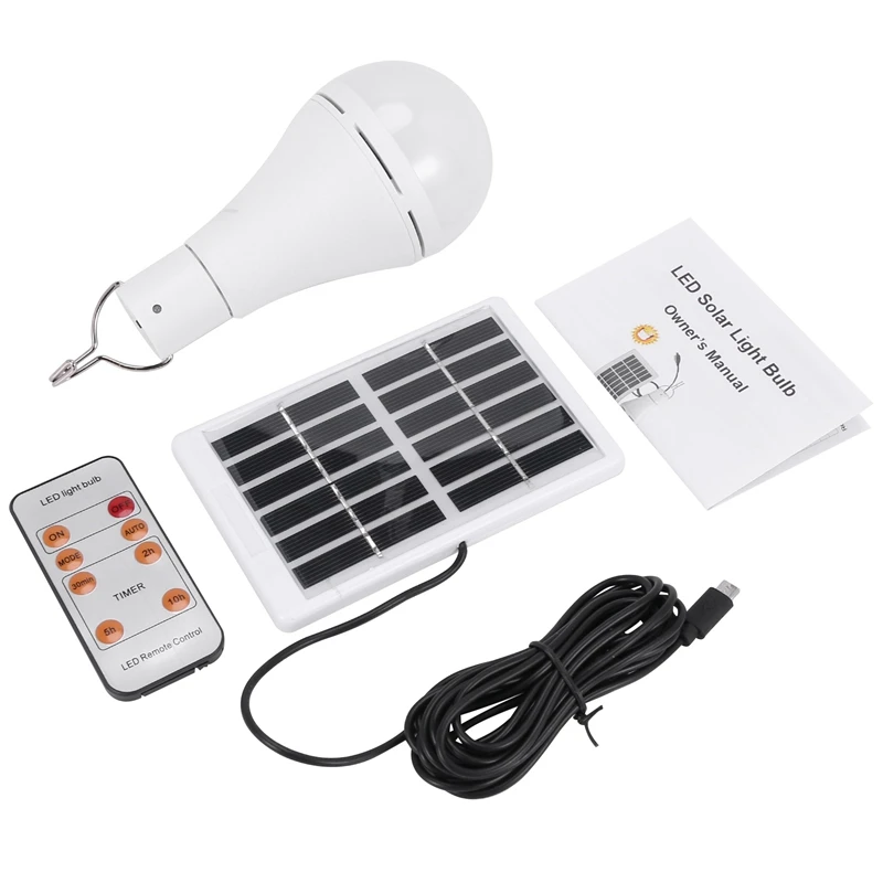 Solar Powered Shed Light Bulb LED Portable Hang Up 9W Lamp Hooking Chicken Coop