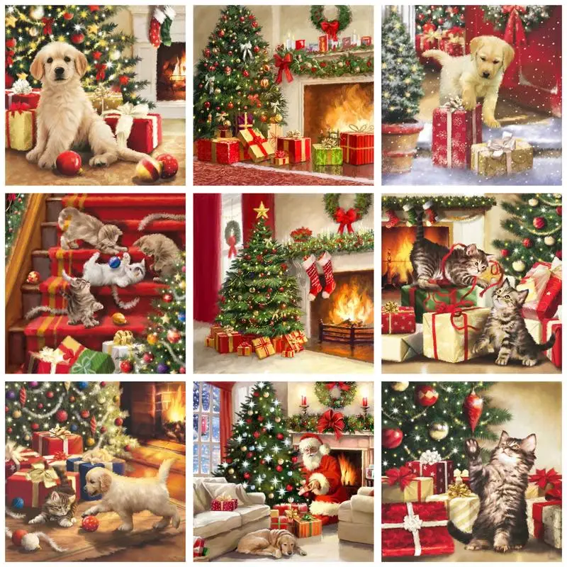 

CHENISTORY 60x75cm Frame Painting By Number For Adults Christmas Animals Drawing Coloring By Numbers Modern Wall Art Picture