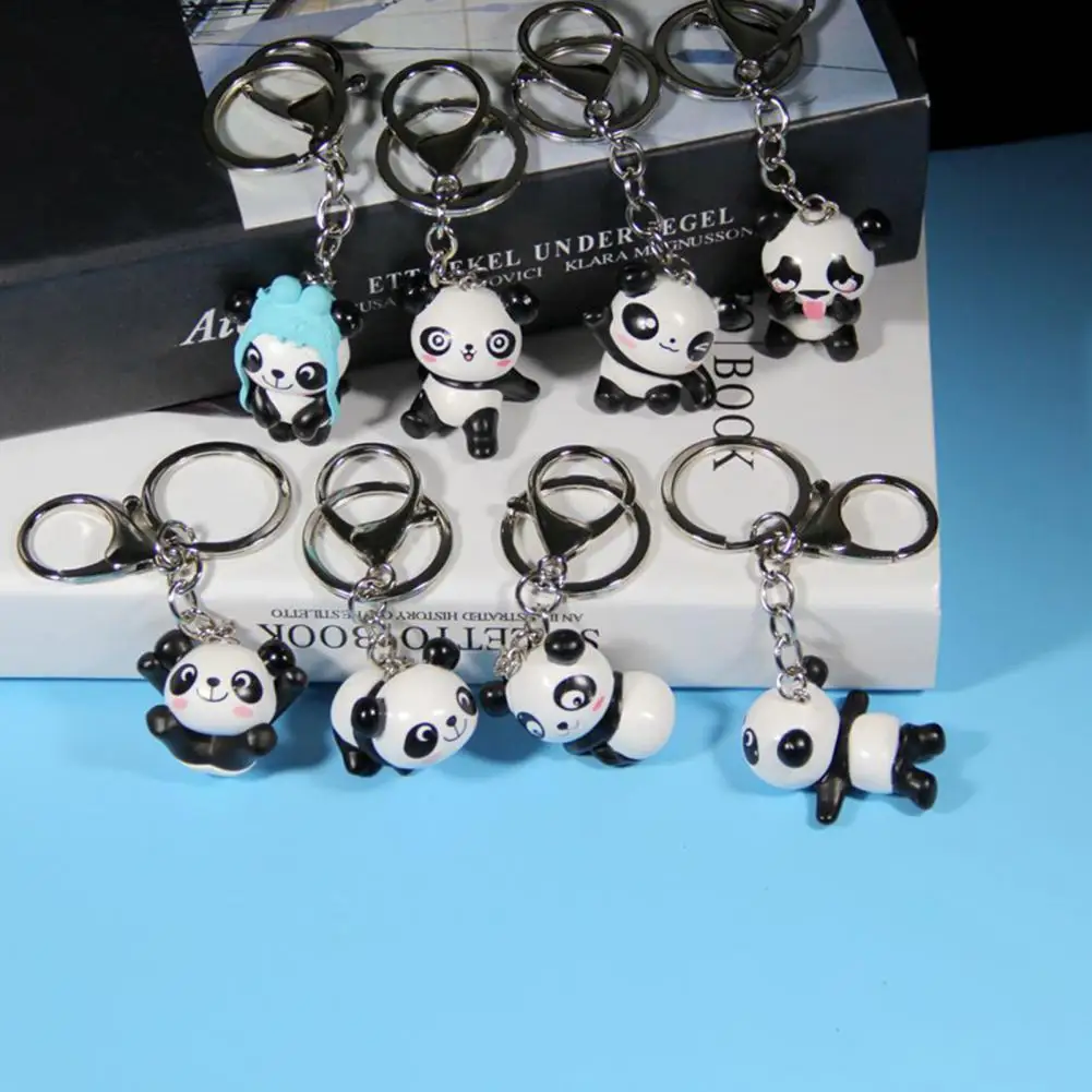 

8Pcs Practical Cartoon Panda Shaped Keychain Panda Keyring Photograph Props Lively