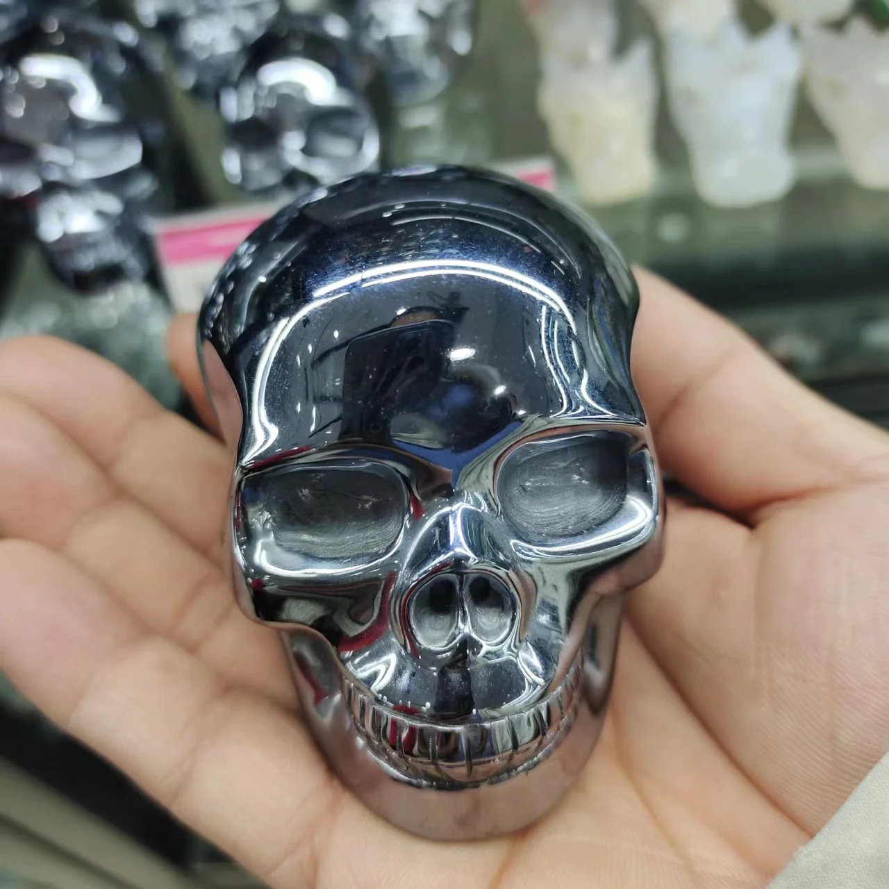 

7-8cm THZ Material Terahertz Mineral Specimen Head Skull Carvings Witchcraft Gems For Man Gifts Collectibles For Explorer Lover