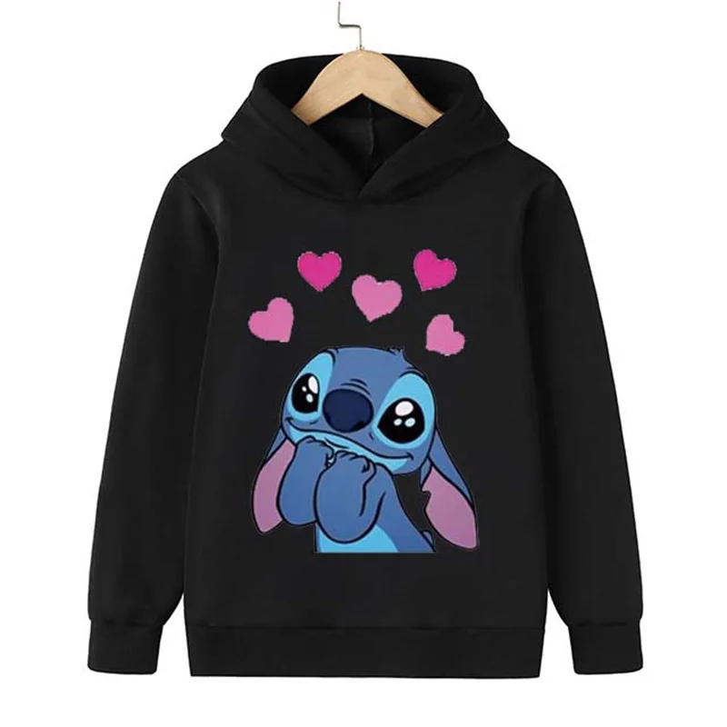

Детские хлопковые толстовки Stitch Stich, одежда с забавным мультяшным принтом игры, Детский Повседневный пуловер с капюшоном, свитшот для девоч...