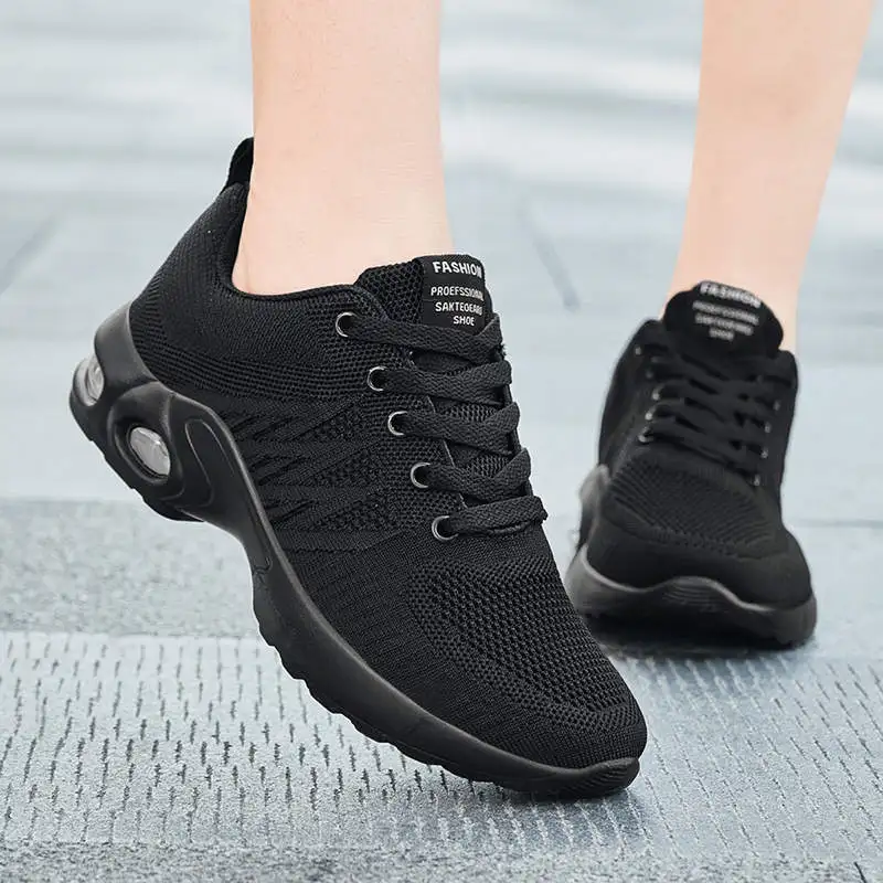 

Демпфирующие кроссовки, спортивная женская обувь для бега с большой подошвой, Женская Черная Спортивная обувь для женщин, кроссовки для тен...