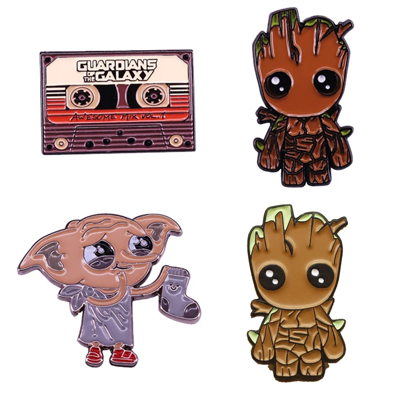 

NEW Groot Marvel Guardians of The Galaxy Peripheral Pin Anime Character Groot Grogu Pin Enamel Pin Women Brooch Kids Gift