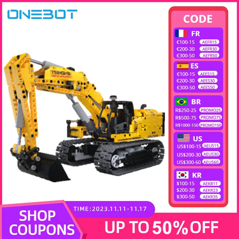 

Обучающие строительные блоки ONEBOT Engineering Excavator, сборная модель «сделай сам», Классическая модель автомобиля для мальчиков, детские игрушки для взрослых подарки