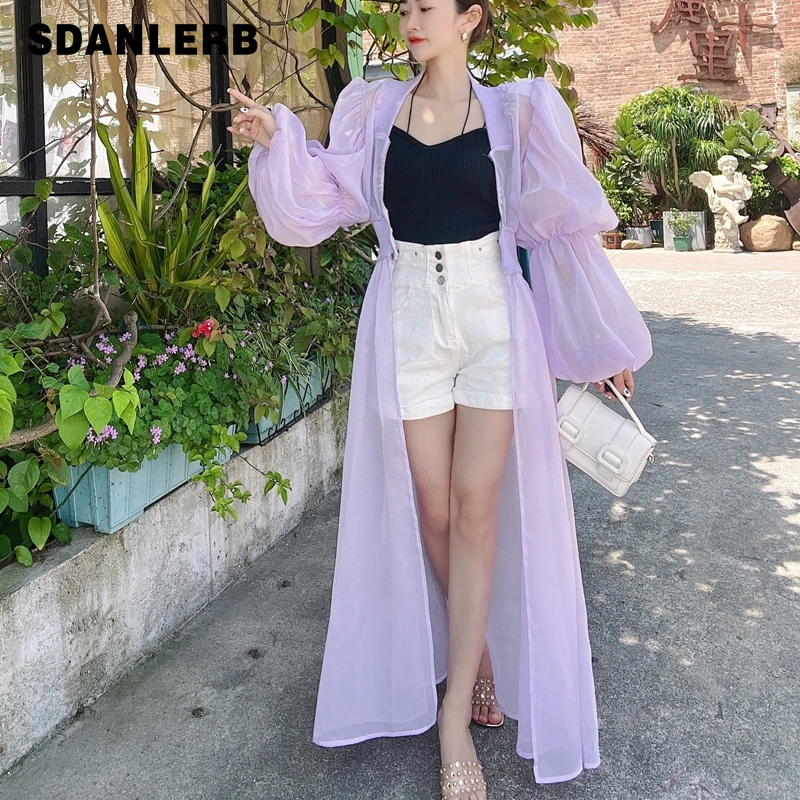 

Bubble Sleeve Sun Protection Clothing Women's Long Sleeve Shirt Thin 2022 Summer New Fashion Design Chiffon Long Fairy Cardigan