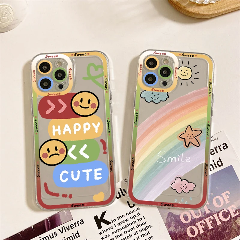 

Fashion Cartoon Smile Face Phone Case for iPhone 11 12 13 Mini Pro Max 14 Pro Max Case shell