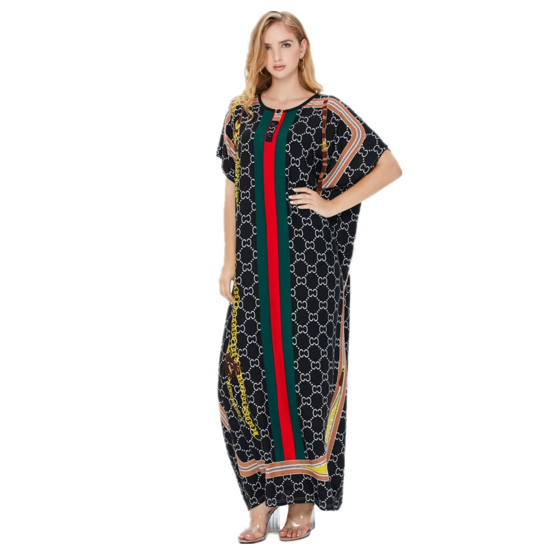 2022 New Arrival African Embroidered Flower Dress Women Middle East Muslim Dress Long Robe Black Ladies Dress Moroccan Kaftan