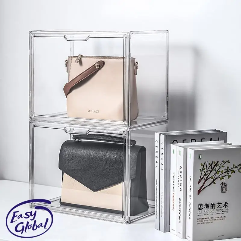 NEW Luxury Handbag Display Box Dustproof Desktop Book Organizer Clear Material Lady Bag Storage Box Home Decor Handbag Showbox