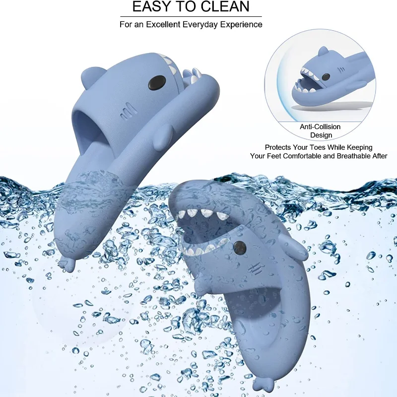 Cute Shark Slippers 4CM Platform Women Men Indoor Bathroom Slides Couples Summer Shoes Soft EVA Female Male Beach Flip Flops