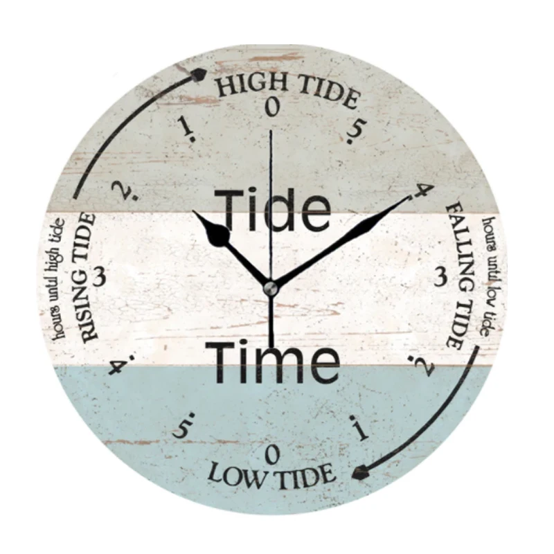 Round Large Coastal Nautical Tide Wall Watch Bedroom Home De