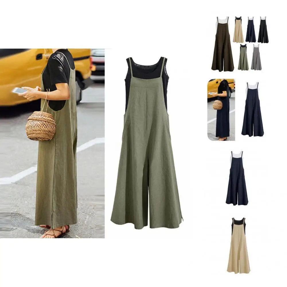 

Стильный комбинезон с лямками на плечах, простой женский свободный комбинезон