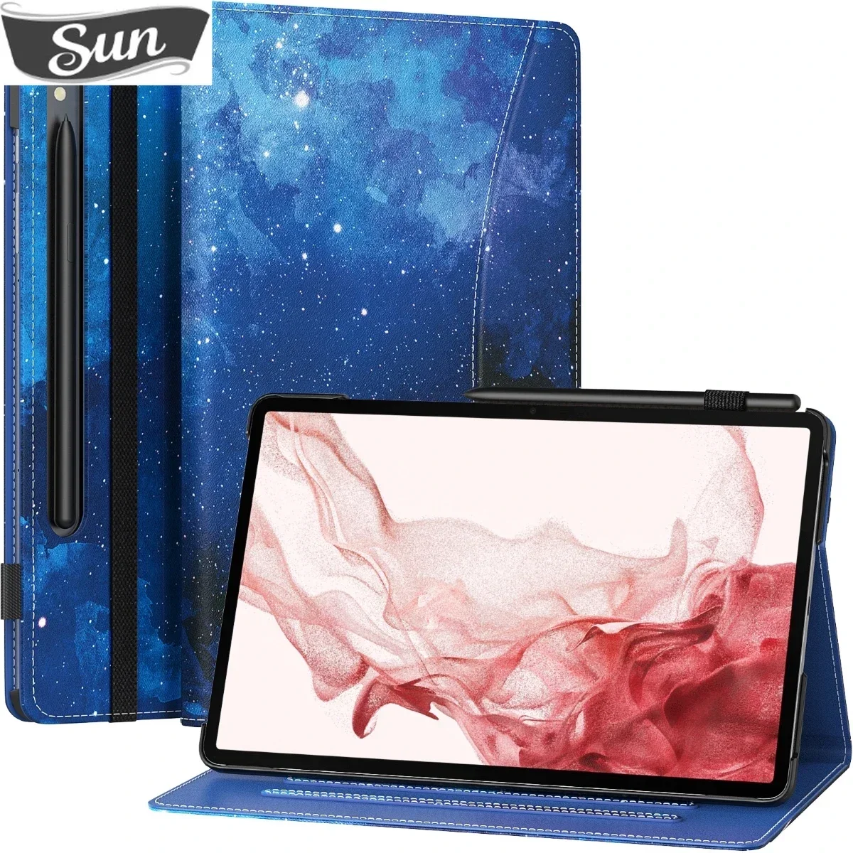 

Чехол MoKo для Samsung Galaxy Tab S9 11 дюймов 2023 (SM-X710/716B/718U) с S-держателем, ремешком на руку, карманом, многоугольной крышкой