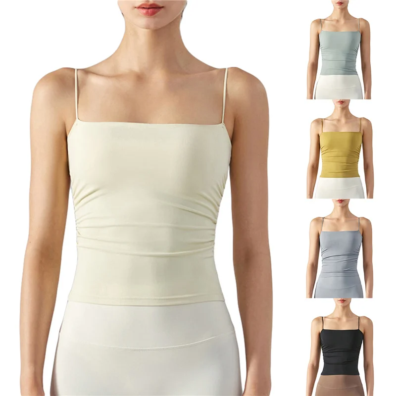 

Женский спортивный бюстгальтер, тренировочные майки на бретелях-спагетти со съемными чашечками