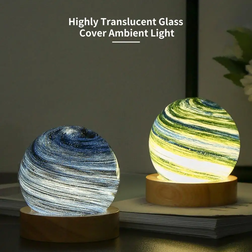 

Bedside Lamp Romantic Eye-catching Planet Design Soft Light Stunning Visual Effect Highly Translucent Glass Cover Ambient Light