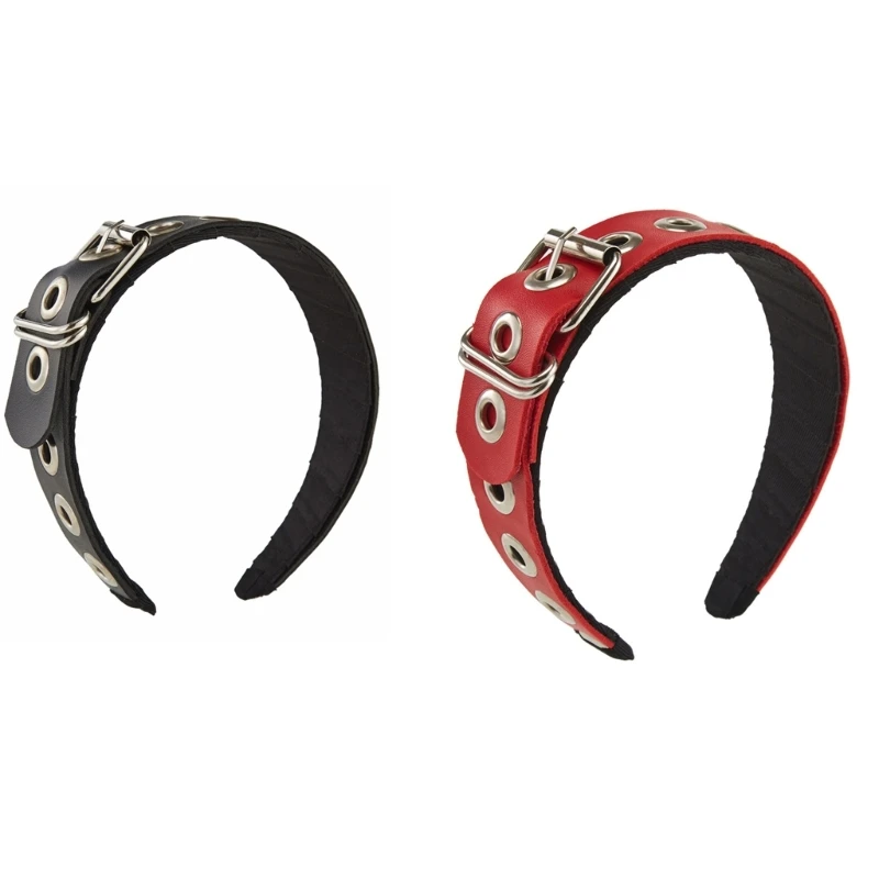 

PU Leather Headband Punk Headband Rock Headband Steampunk Metal Buckle Headband