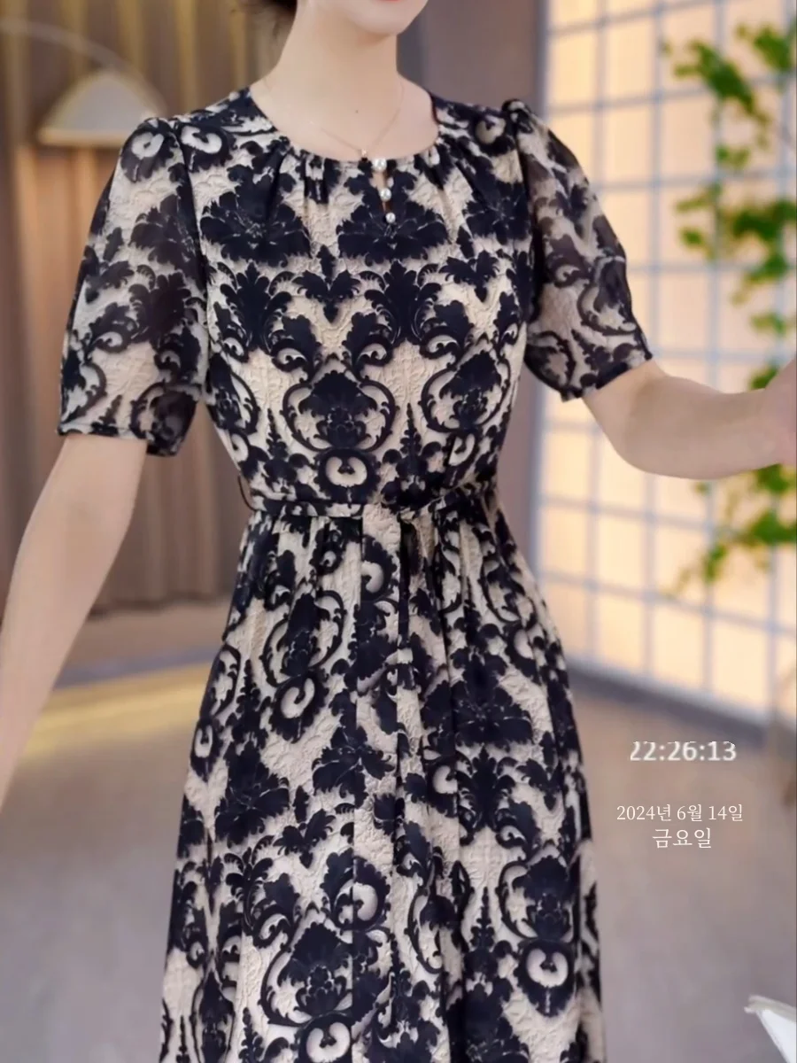 Модное женское роскошное платье с коротким рукавом Новинка лета 2024 изысканная