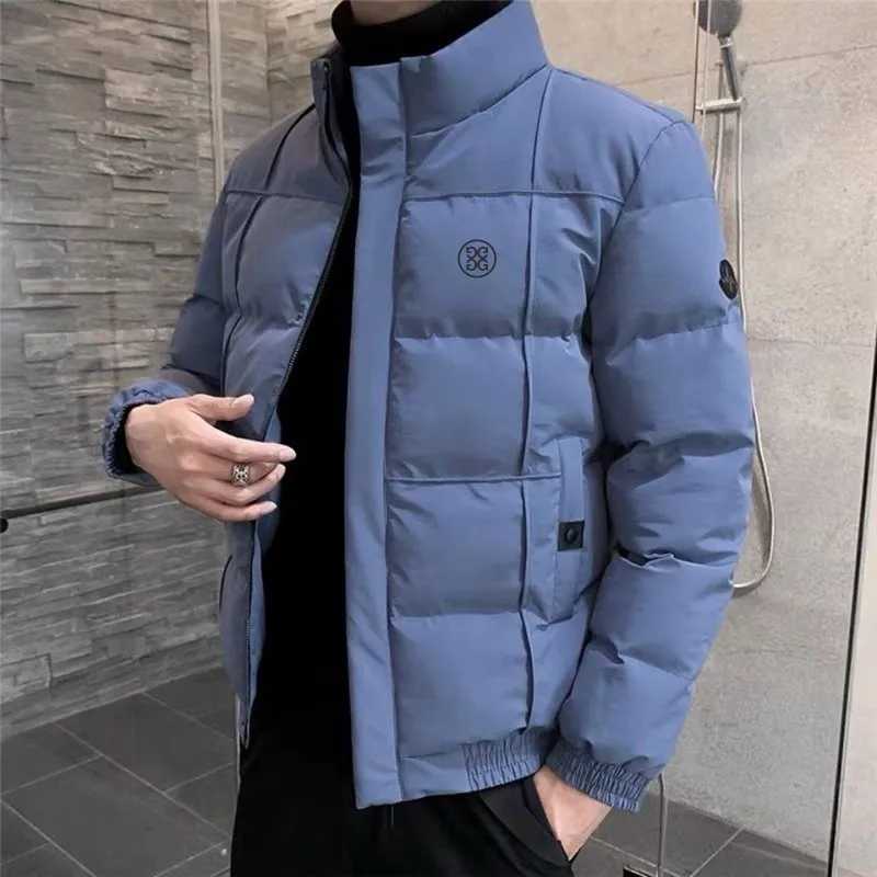 

2023 New Winter Men's Golf Jacket Fashion Casual Thick Neck Warm Golf Shirt Down Cotton Men's Golf Shirt