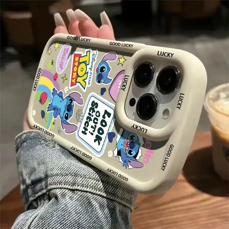 Мультяшный милый чехол для телефона MINISO Stitch iPhone 15 14 13 12 11 Pro Max XR XS X 7 8 Plus SE2 мягкий