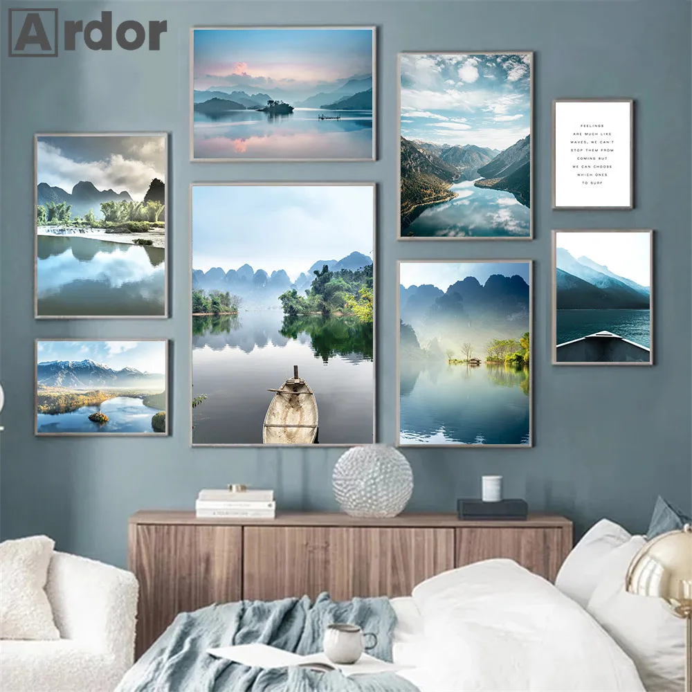 Настенный постер в скандинавском стиле Картина на холсте с изображением озера