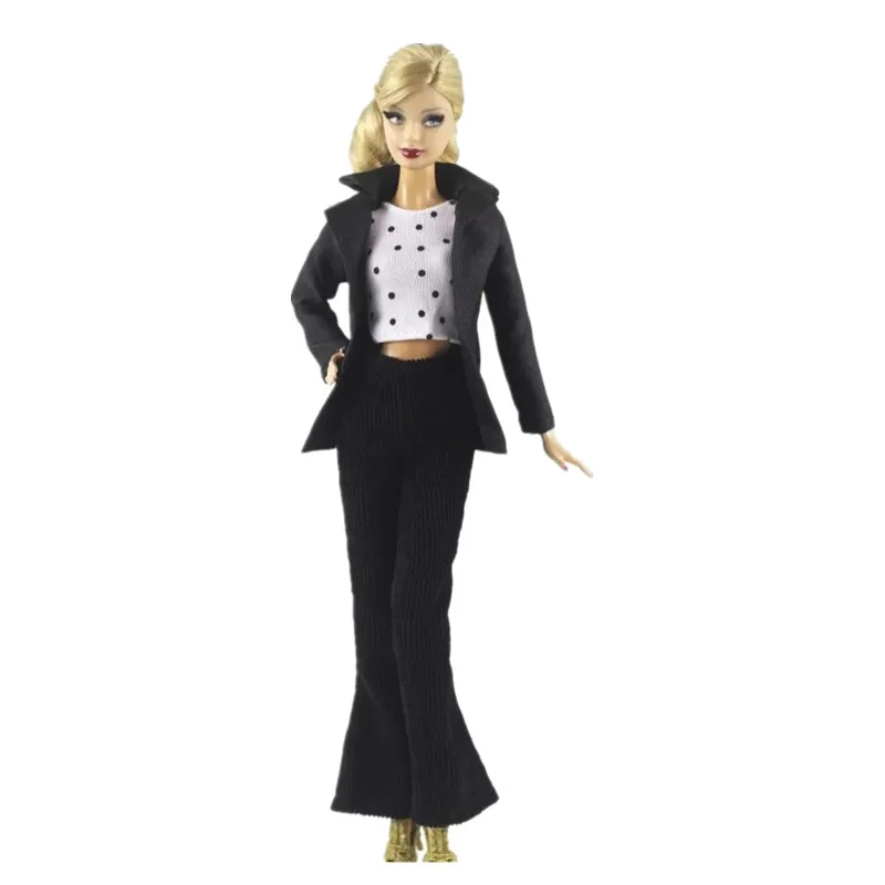 

Классический черный офисный костюм для женщин, наряды для кукол Барби 11,5 дюйма, Одежда для куклы Барби, пальто, куртка, брюки, аксессуары для ...