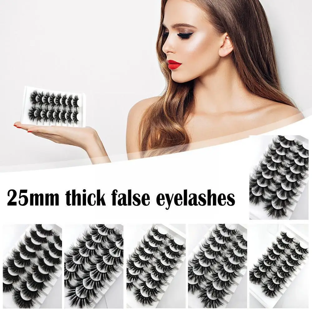 

25mm Thick False Eyelashes Natural Hair False Eye lashes 3D Fake Lash Fluffy Faux Cils False Eyelashes Extension for Women D2E2