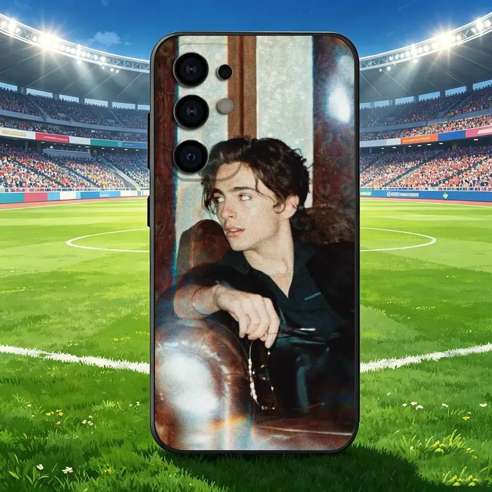 Фото Стильный чехол для телефона с изображением молодых звезд C-Chalamet-et для Samsung S 25,24,23,22,30,21,10,9,Ultra,Plus,Lite,FE,4,5 G, черный, силиконовый №4