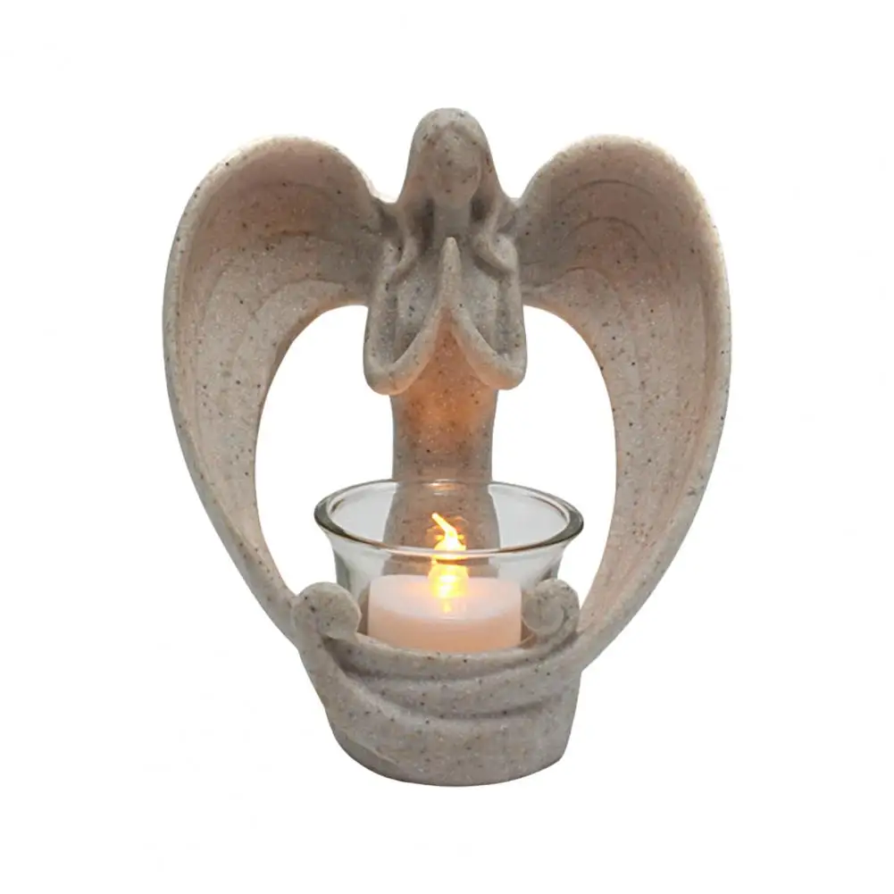 Resin Artistic Memorial Bereavement Gift Resin Angel Candleholder Tealight Ornament Decoración Hogar