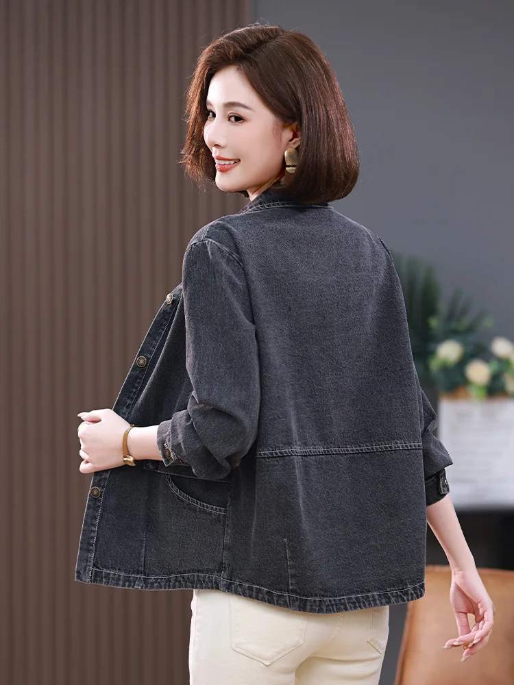 Джинсовое пальто женское весна-осень 2024 новинка свободная куртка больших