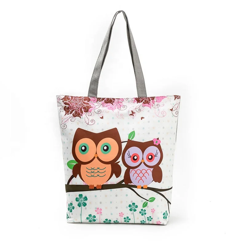 

Custom Logo 16oz Plain Cartoon Print Fold Over Shopping Organic 100% Cotton Canvas Cloth Tote Bag